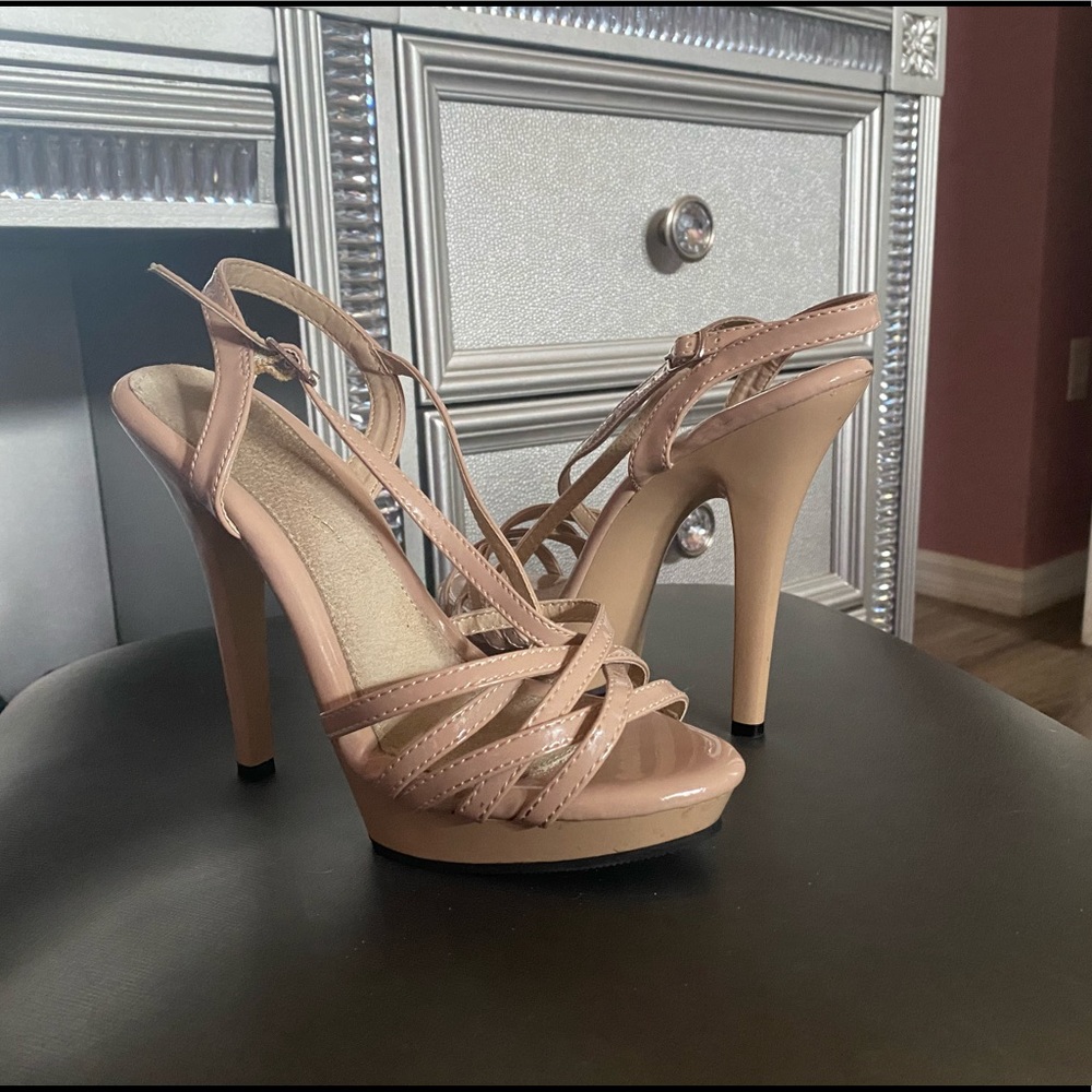 Nude strappy heels never worn outside